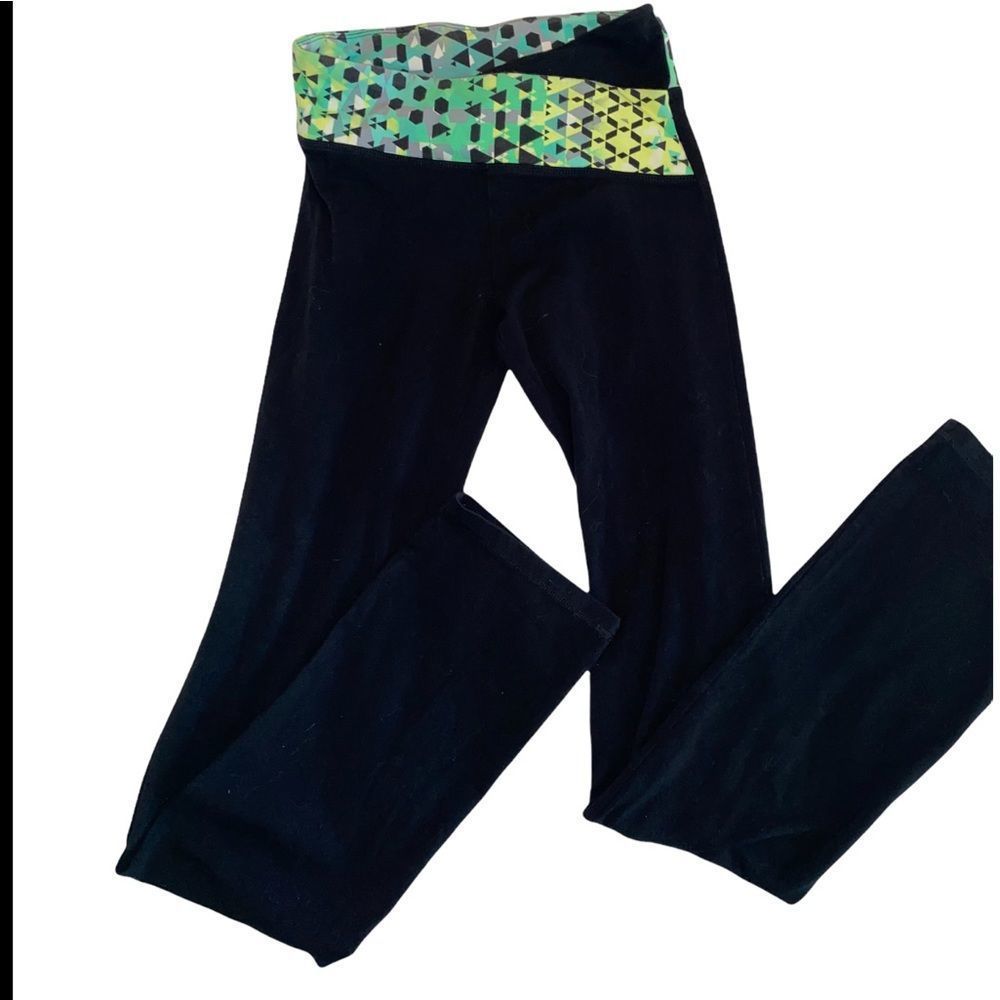 Victoria’s Secret Sport Black Leggings with Neon Print band Athletic Wear